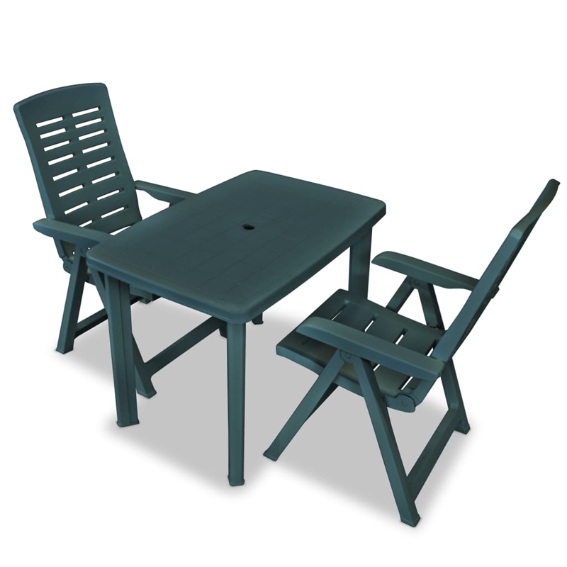 vidaXL 3 Piece Plastic Medium Bistro Set in Green