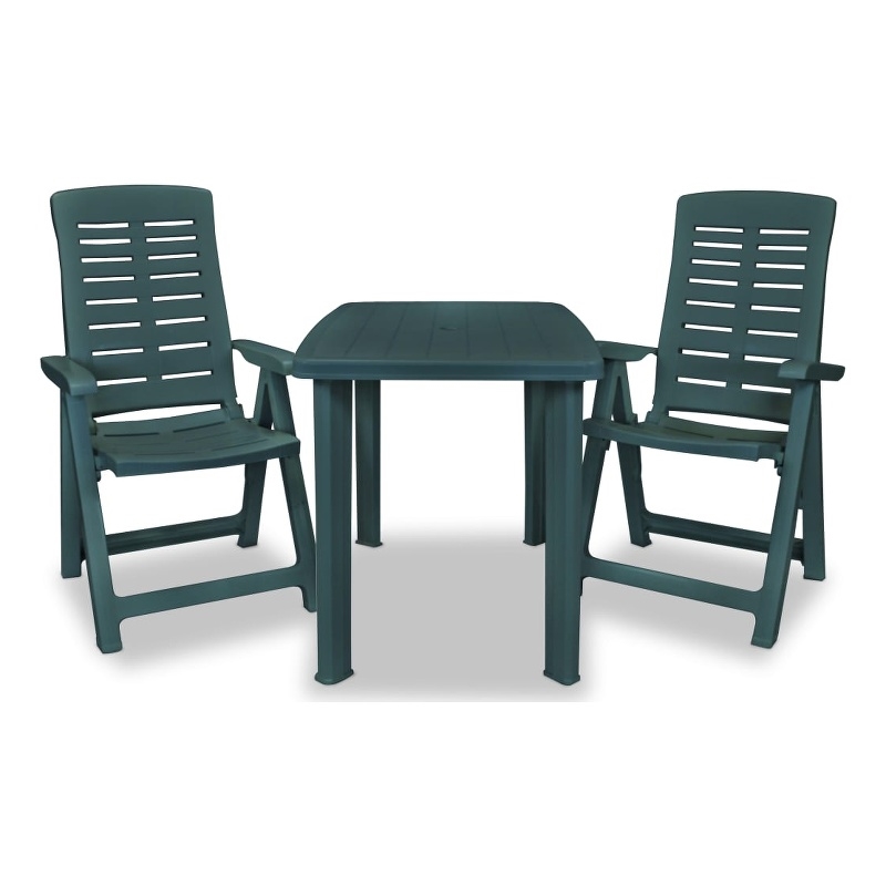 vidaXL 3 Piece Plastic Medium Bistro Set in Green