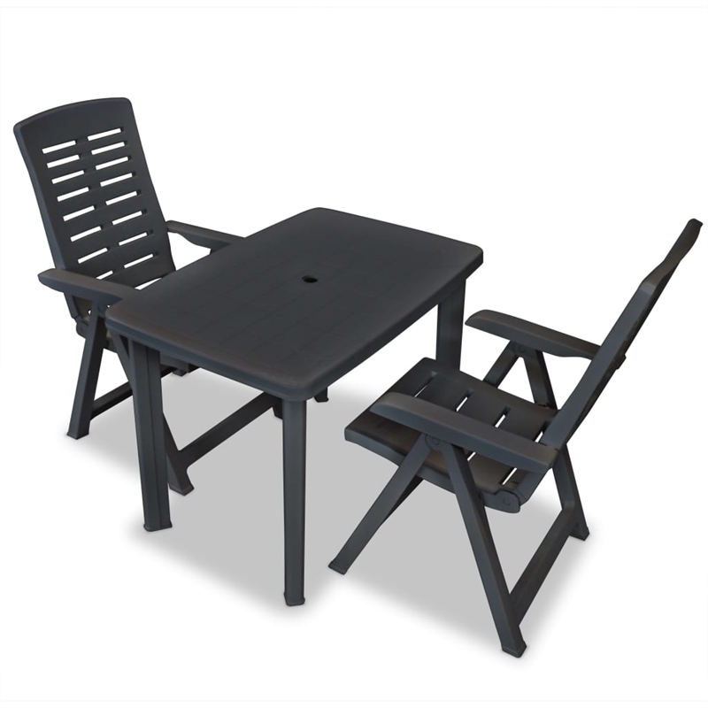 vidaXL 3 Piece Plastic Medium Bistro Set in Anthracite