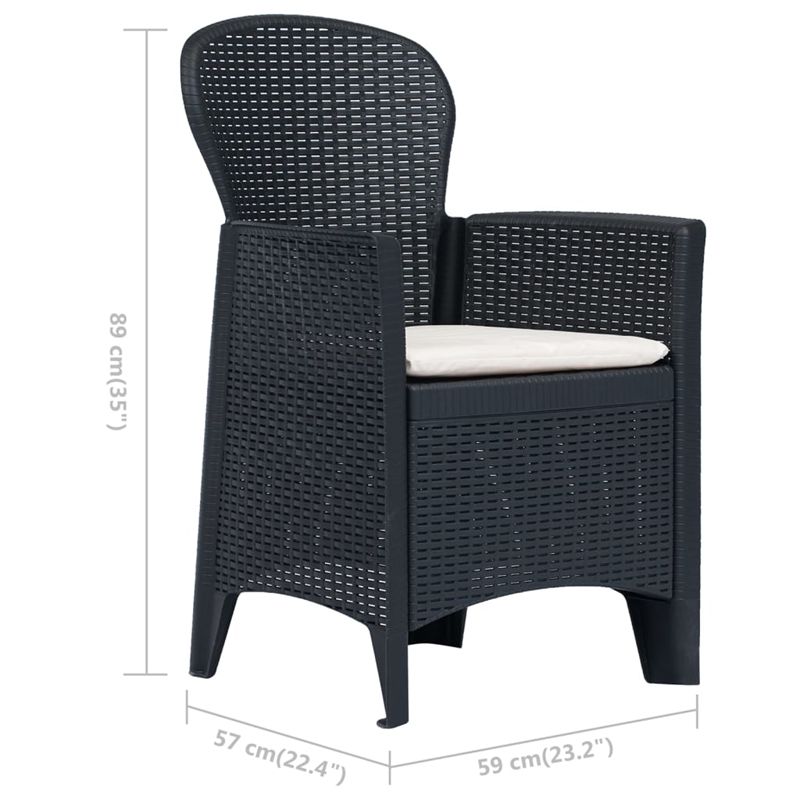 vidaXL 3 Piece Plastic Standard Bistro Set in Anthracite