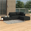 vidaXL 4 Piece Poly Rattan Large Lounge Set in Black