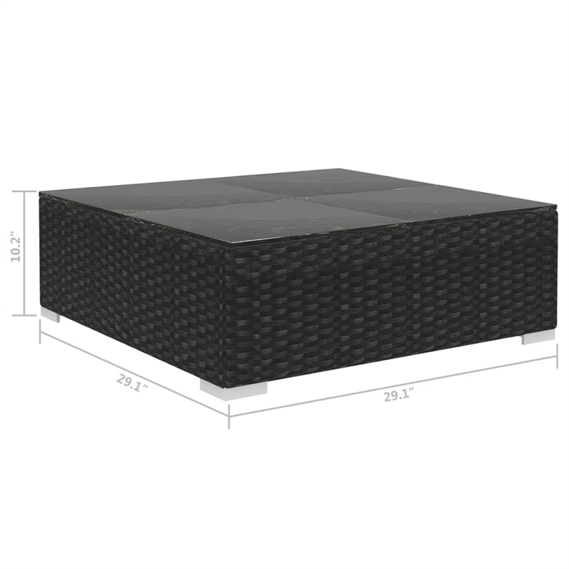 vidaXL 4 Piece Poly Rattan Large Lounge Set in Black