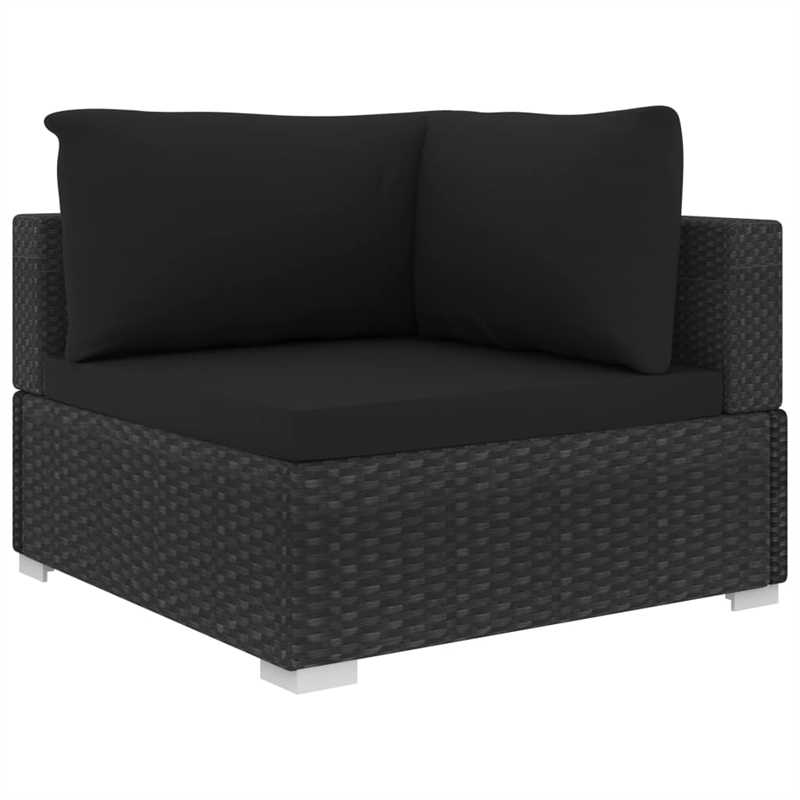 vidaXL 4 Piece Poly Rattan Large Lounge Set in Black