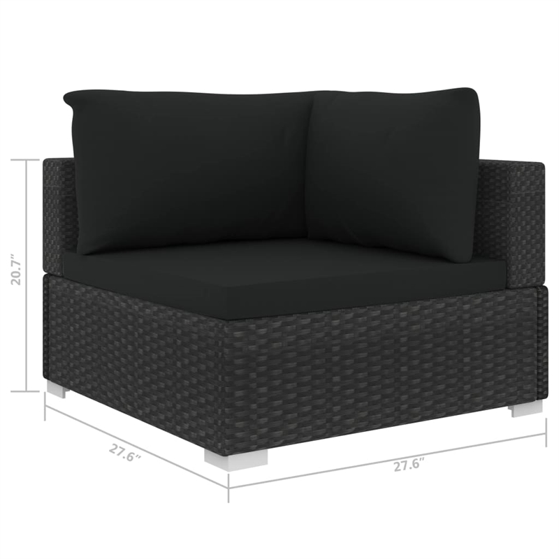 vidaXL 4 Piece Poly Rattan Large Lounge Set in Black