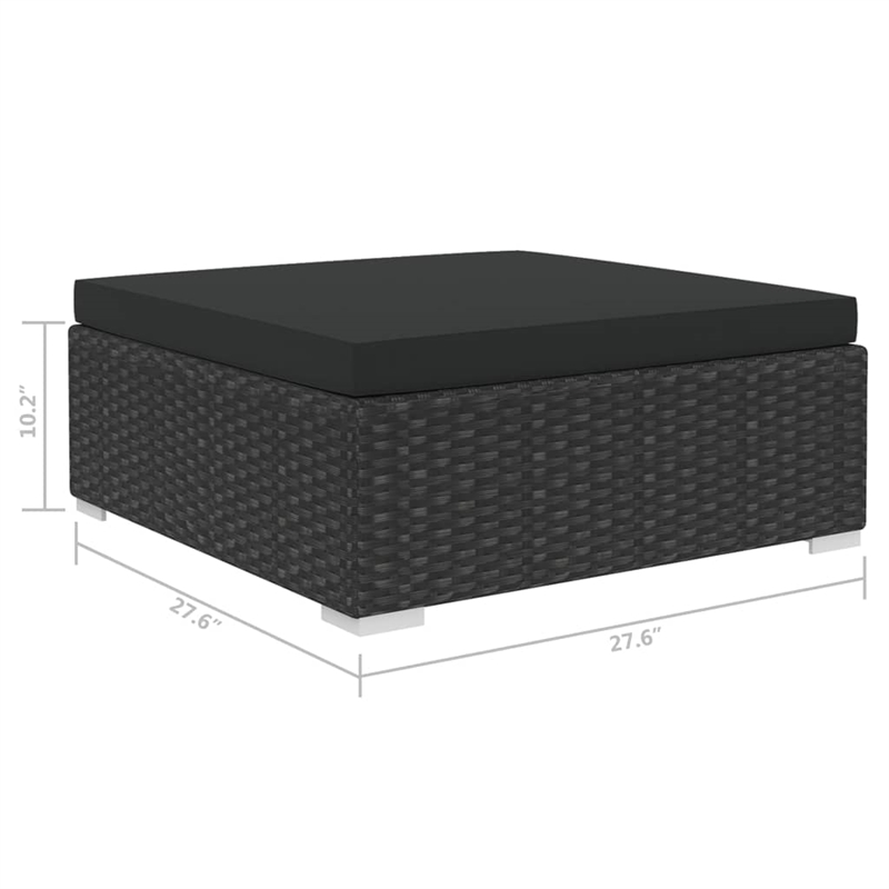 vidaXL 4 Piece Poly Rattan Large Lounge Set in Black