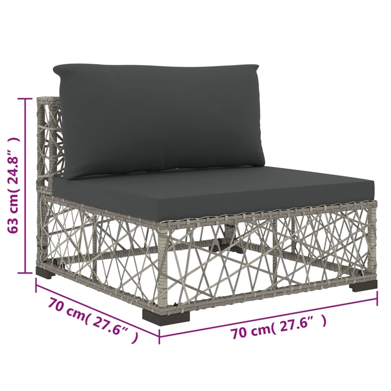 vidaXL 6 Piece Poly Rattan Garden Lounge Set in Gray