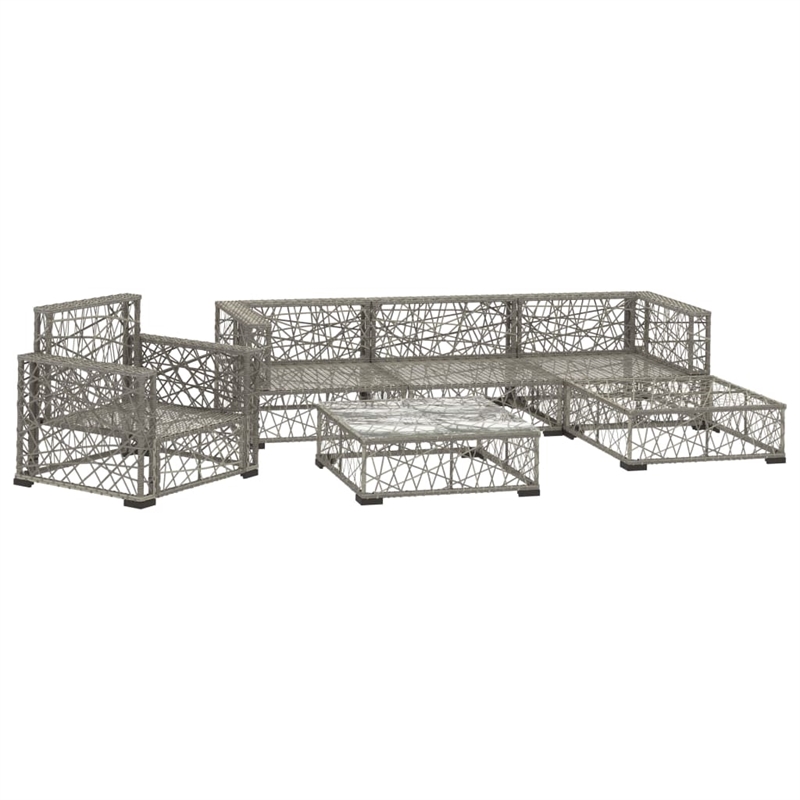 vidaXL 6 Piece Poly Rattan Garden Lounge Set in Gray