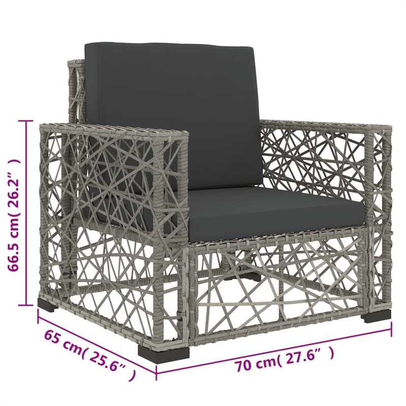 vidaXL 6 Piece Poly Rattan Garden Lounge Set in Gray