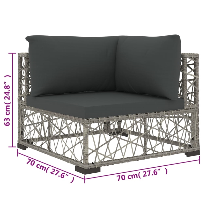 vidaXL 6 Piece Poly Rattan Garden Lounge Set in Gray