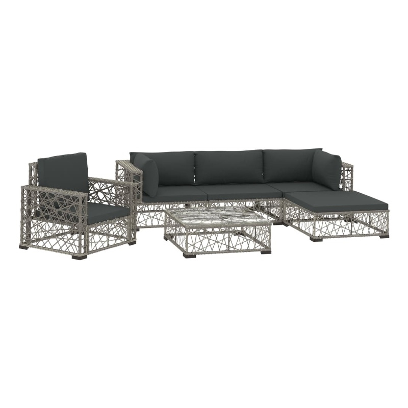 vidaXL 6 Piece Poly Rattan Garden Lounge Set in Gray