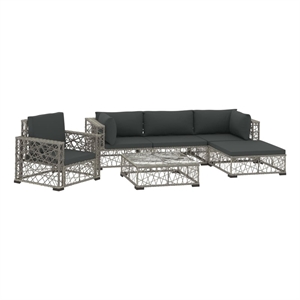 vidaXL 6 Piece Poly Rattan Garden Lounge Set in Gray