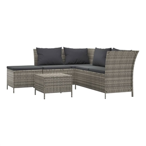 vidaXL 4 Piece Poly Rattan Garden Lounge Set in Gray