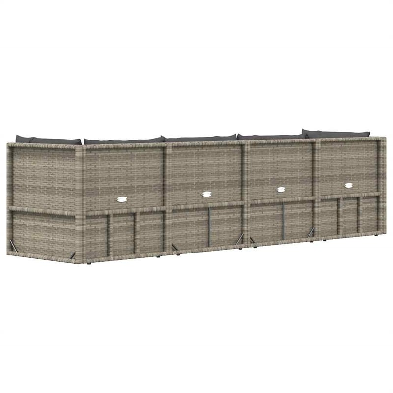 vidaXL Poly Rattan Large Garden Lounge Set in Gray