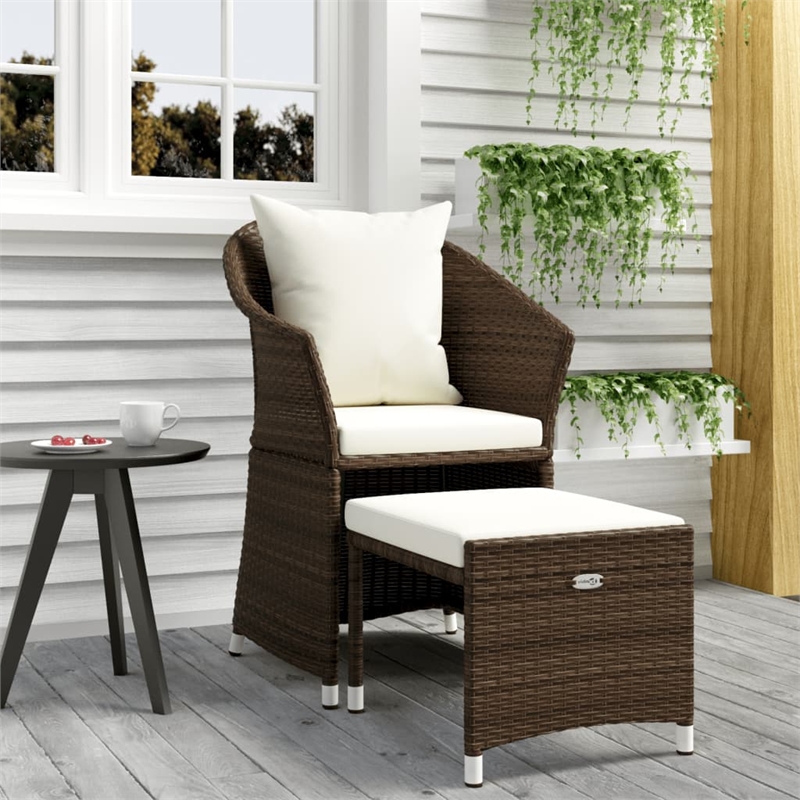 vidaXL Poly Rattan Lounge Set in White/Brown