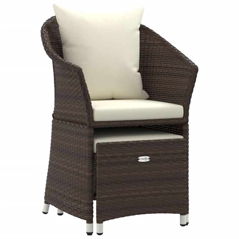 vidaXL Poly Rattan Lounge Set in White/Brown