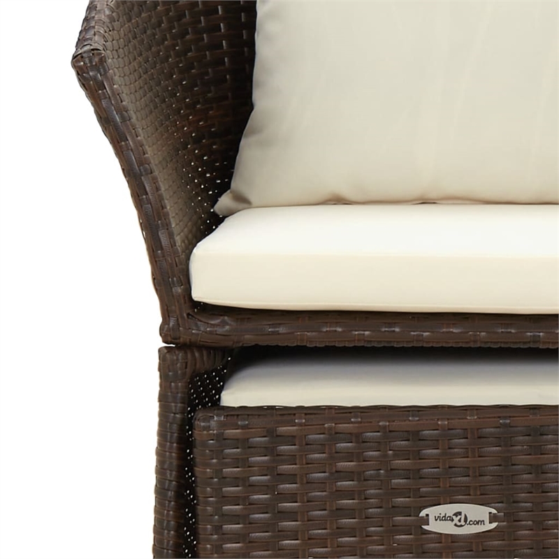 vidaXL Poly Rattan Lounge Set in White/Brown