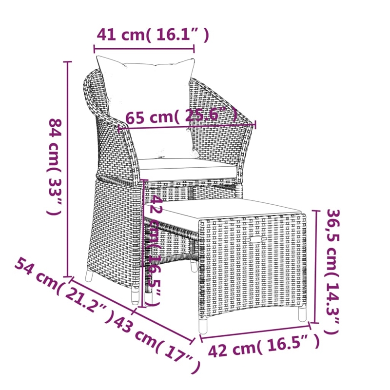 vidaXL Poly Rattan Lounge Set in White/Brown