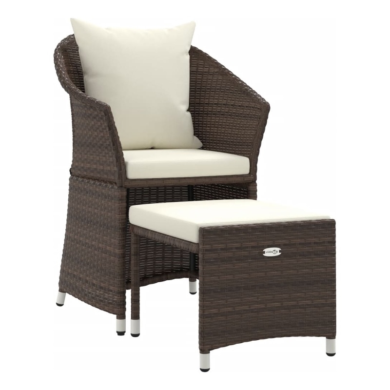 vidaXL Poly Rattan Lounge Set in White/Brown