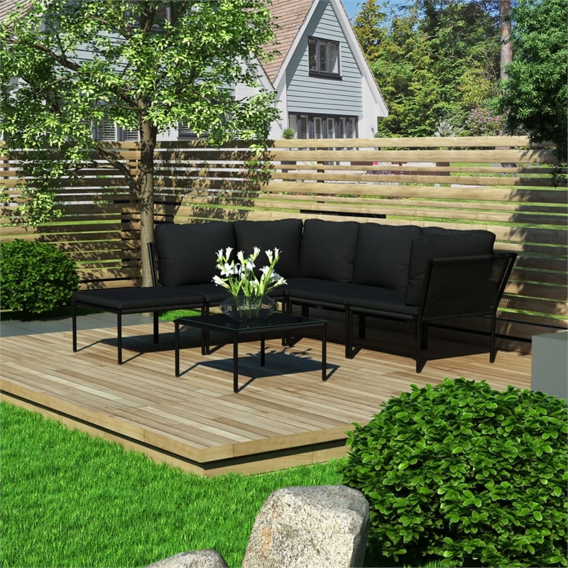 vidaXL 6 Piece Steel Garden Lounge Set in Black