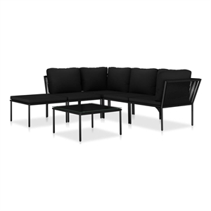vidaXL 6 Piece Steel Garden Lounge Set in Black