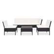 vidaXL 6 Piece Poly Rattan Garden Lounge Set in Black/White/Cream