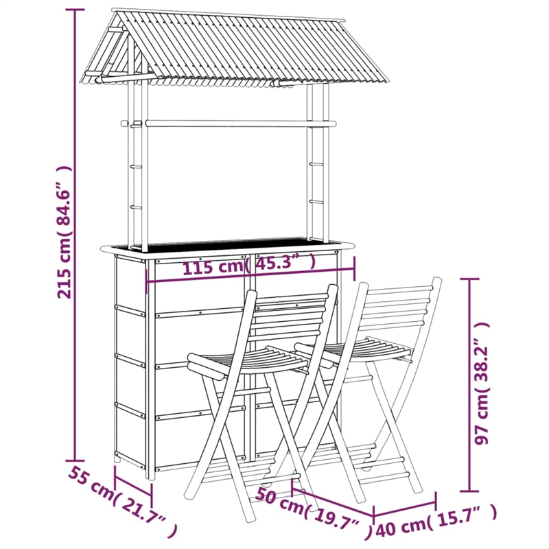 vidaXL Steel Bar Set in Natural