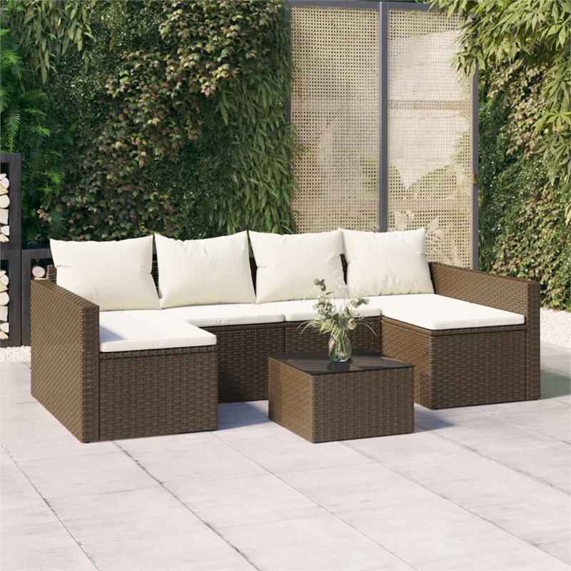 vidaXL Steel Garden Lounge Set in White/Brown/Cream