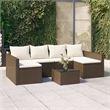 vidaXL Steel Garden Lounge Set in White/Brown/Cream