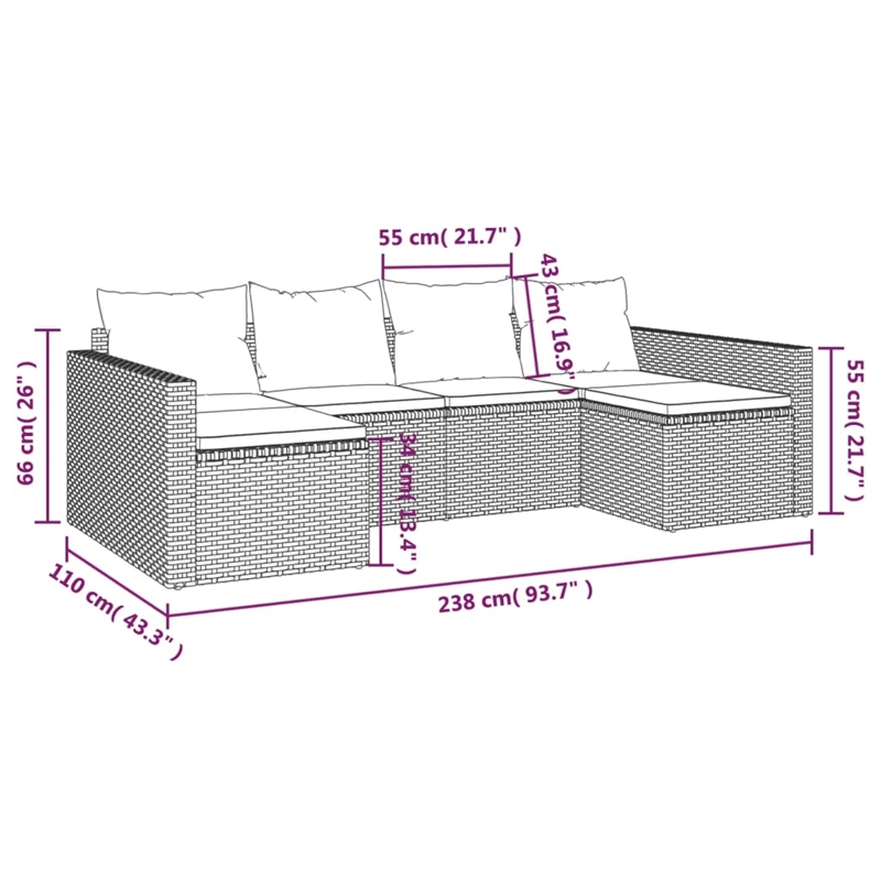 vidaXL Steel Garden Lounge Set in White/Brown/Cream
