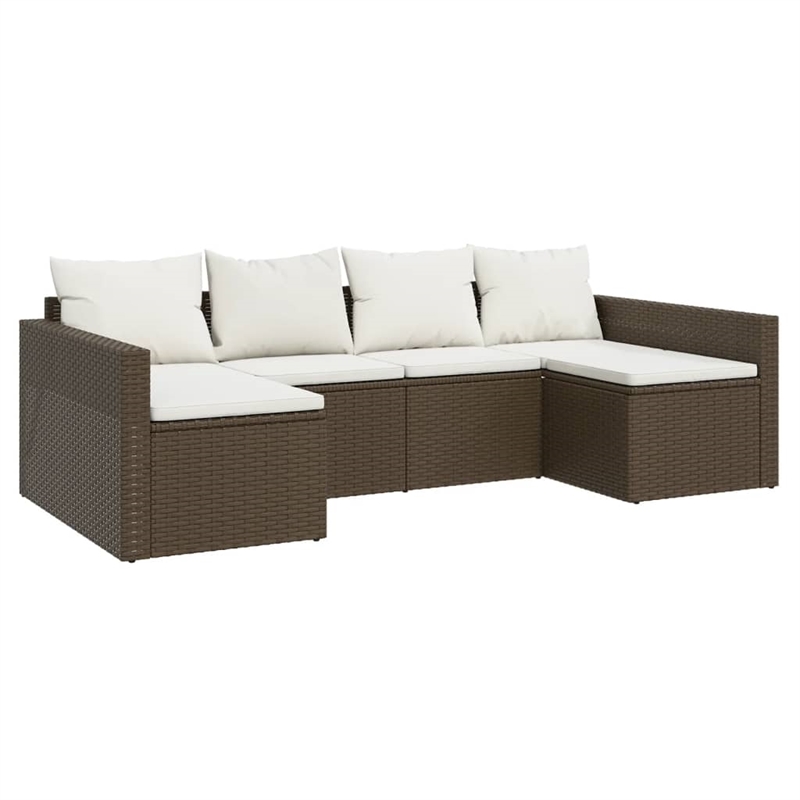 vidaXL Steel Garden Lounge Set in White/Brown/Cream
