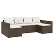 vidaXL Steel Garden Lounge Set in White/Brown/Cream