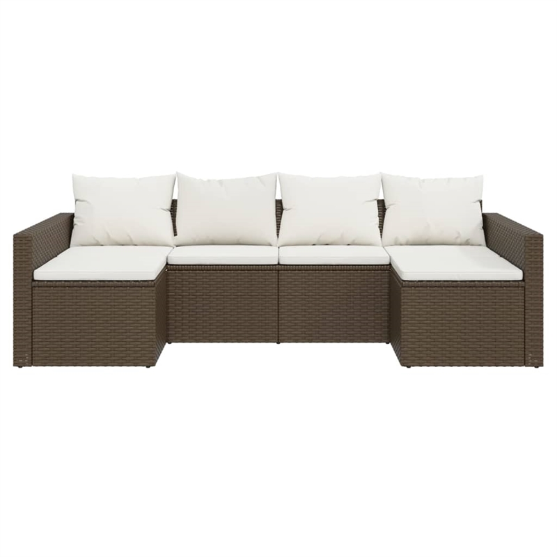 vidaXL Steel Garden Lounge Set in White/Brown/Cream