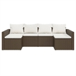 vidaXL Steel Garden Lounge Set in White/Brown/Cream