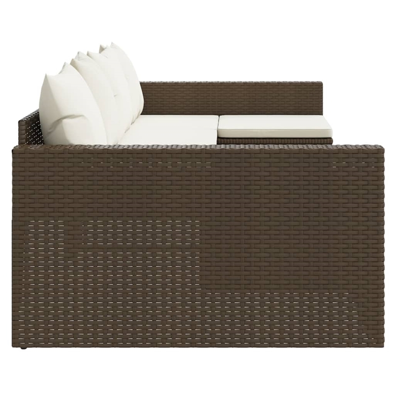 vidaXL Steel Garden Lounge Set in White/Brown/Cream