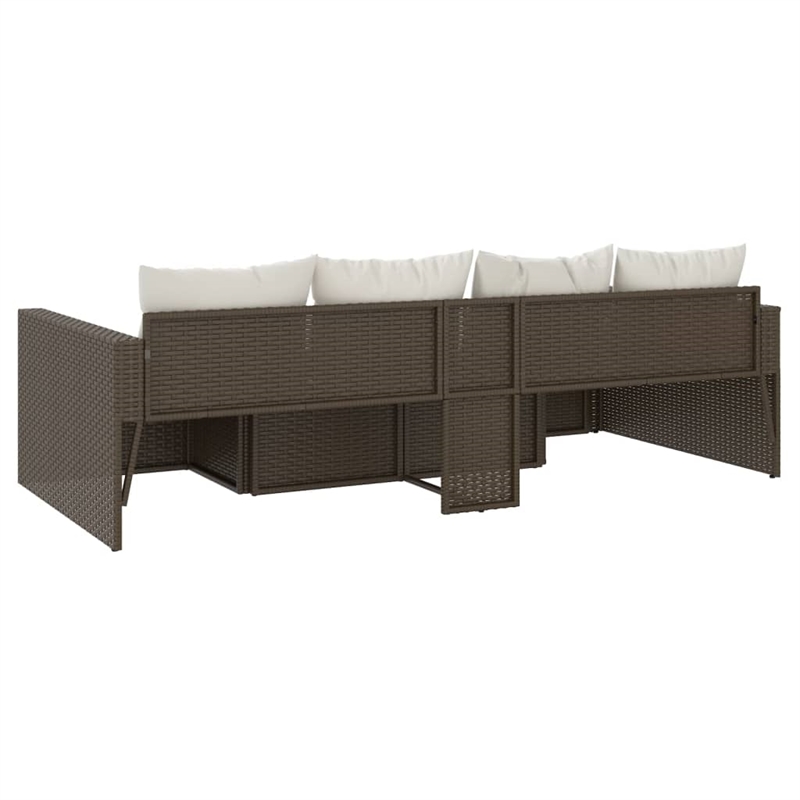 vidaXL Steel Garden Lounge Set in White/Brown/Cream