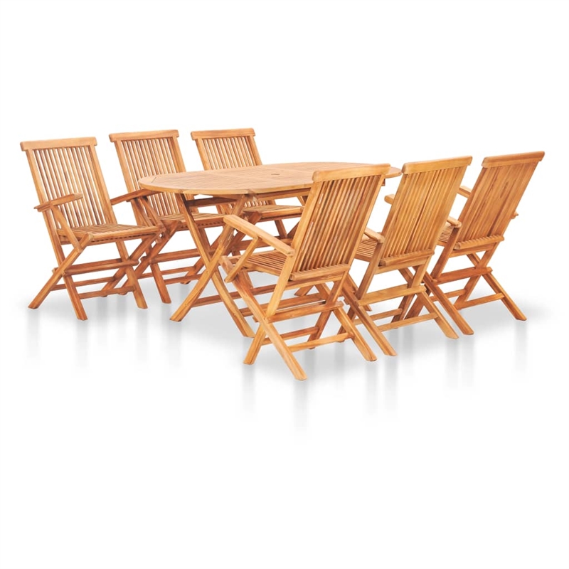 vidaXL 7 Piece Wood Large Furniture Set in Natural