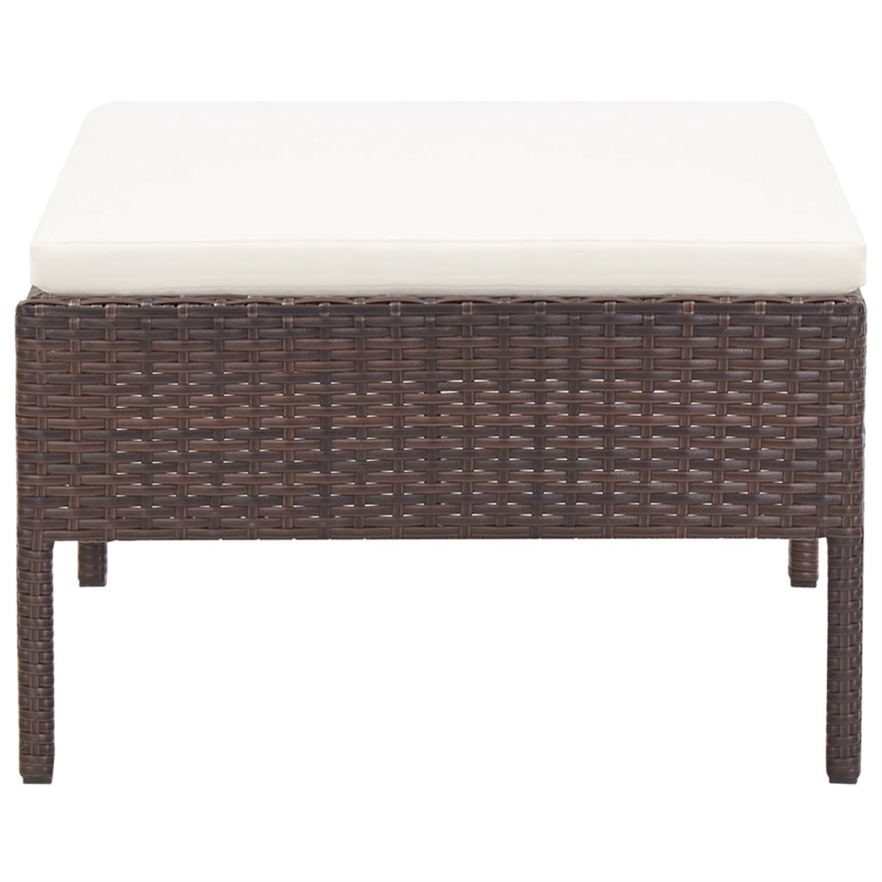 vidaXL 3 Piece Poly Rattan Garden Lounge Set in White/Brown/Cream