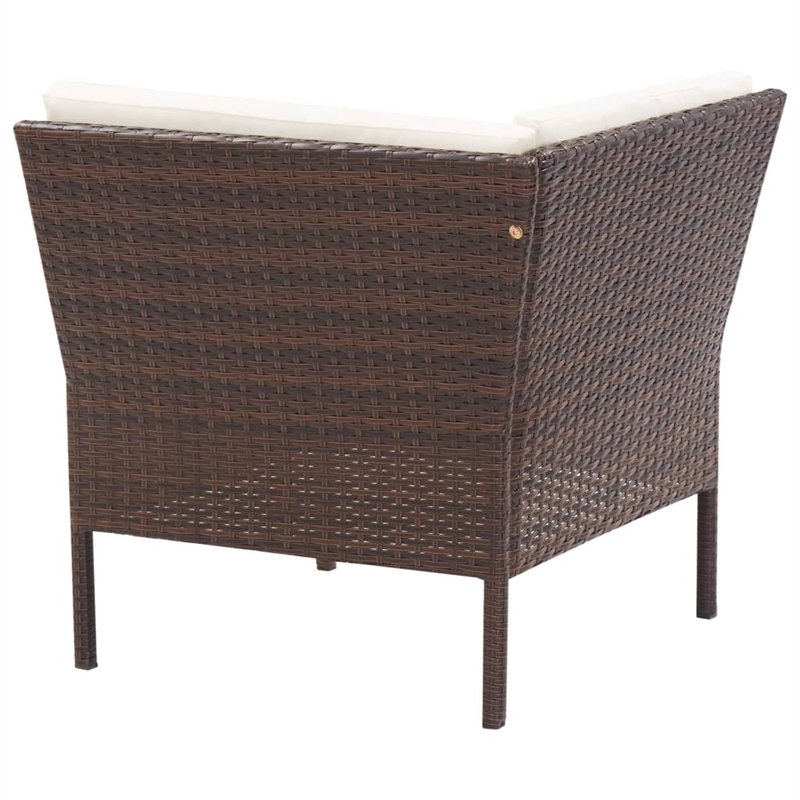 vidaXL 3 Piece Poly Rattan Garden Lounge Set in White/Brown/Cream