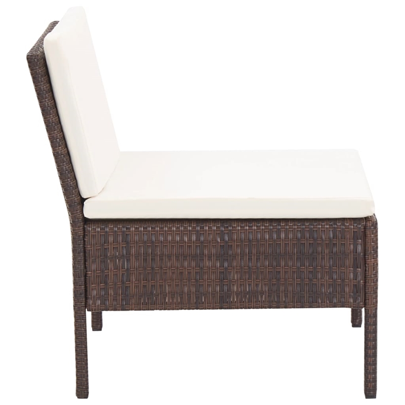 vidaXL 3 Piece Poly Rattan Garden Lounge Set in White/Brown/Cream