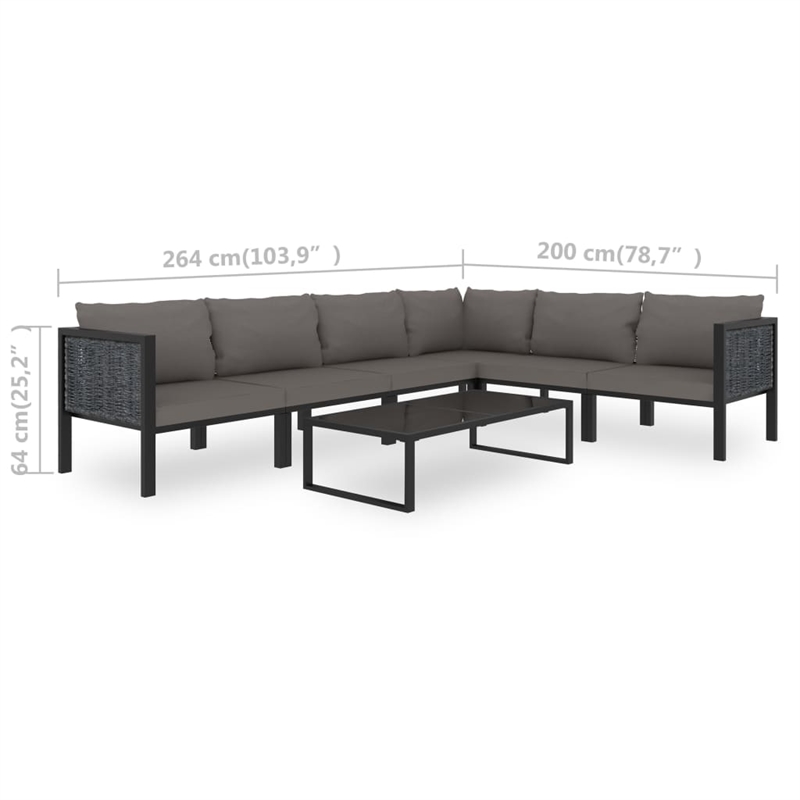 vidaXL 7 Piece Aluminum Garden Lounge Set in Anthracite