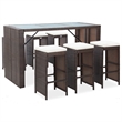vidaXL 7 Piece Steel Bar Set in White/Brown/Cream