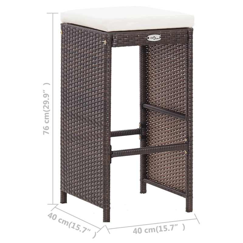 vidaXL 7 Piece Steel Bar Set in White/Brown/Cream