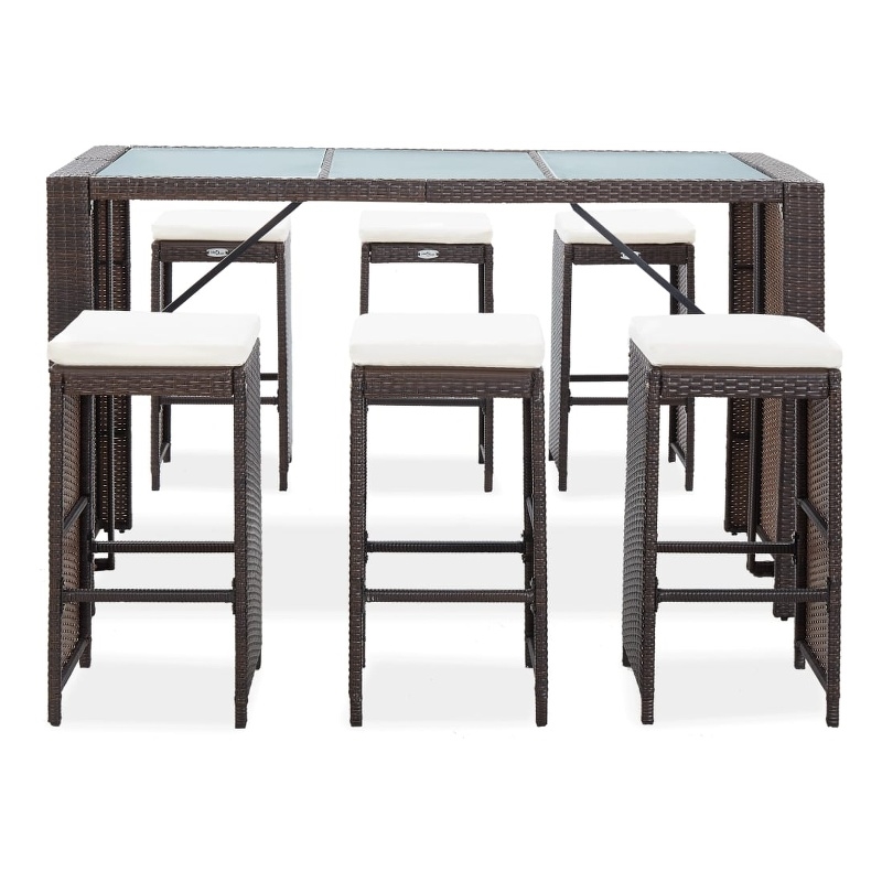 vidaXL 7 Piece Steel Bar Set in White/Brown/Cream