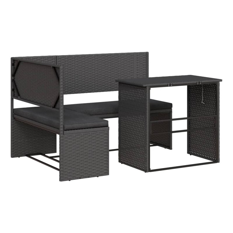 vidaXL Poly Rattan Small Sofa in Black