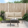 vidaXL 3 Piece Steel Medium Garden Lounge Set in Gray