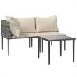 vidaXL 3 Piece Steel Medium Garden Lounge Set in Gray
