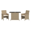 vidaXL 3 Piece Poly Rattan Small Bistro Set in Beige