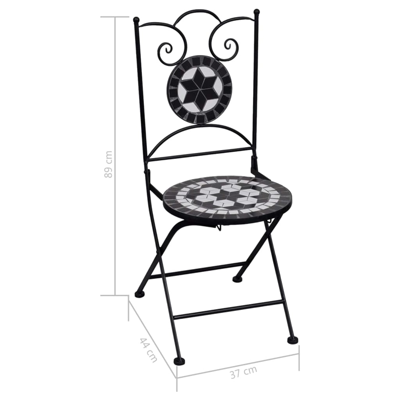 vidaXL Steel Bistro Set in Black/White