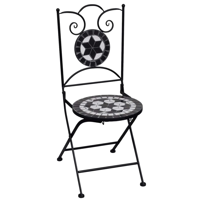 vidaXL Steel Bistro Set in Black/White