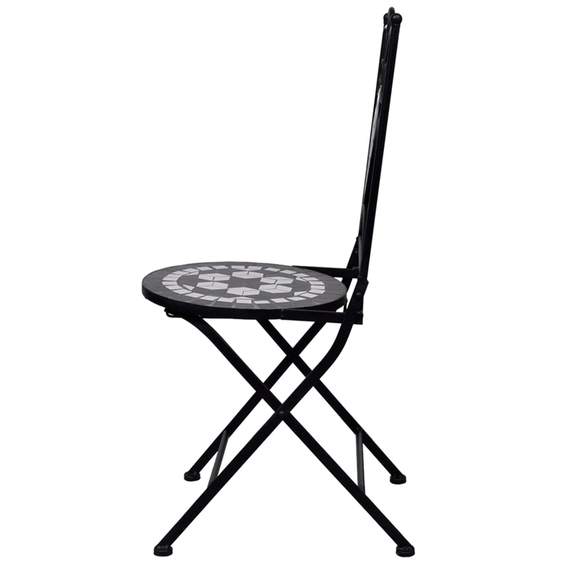 vidaXL Steel Bistro Set in Black/White